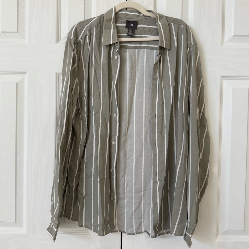 h&m striped button down shirt
